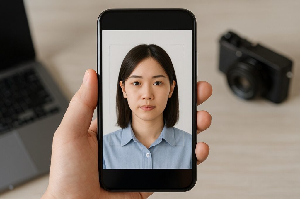 スマホで自宅でパスポート写真を作る