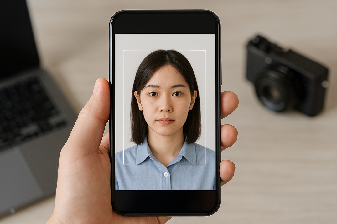 スマホで自宅でパスポート写真を作る